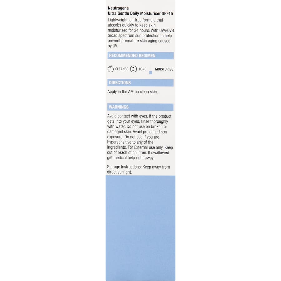 Neutrogena Moisturiser Ultra Gentle Daily Spf15 100mL