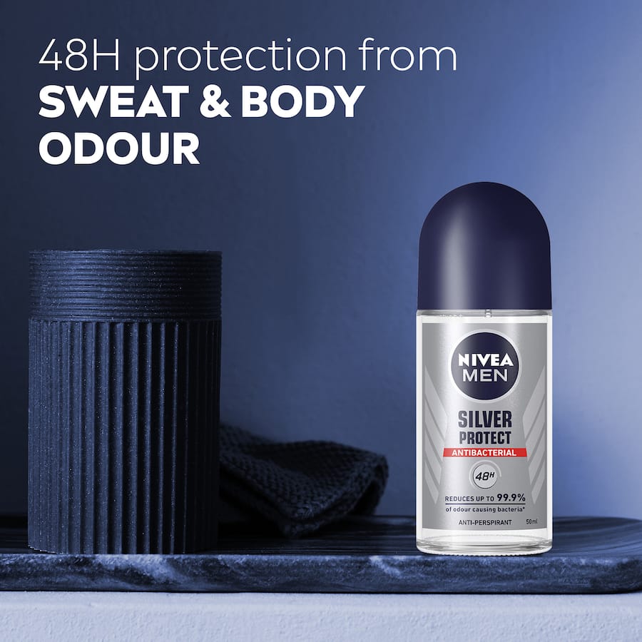 Nivea Men Roll On Deodorant Antiperspirant Silver Protect 50mL