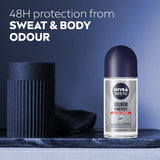 Nivea Men Roll On Deodorant Antiperspirant Silver Protect 50mL