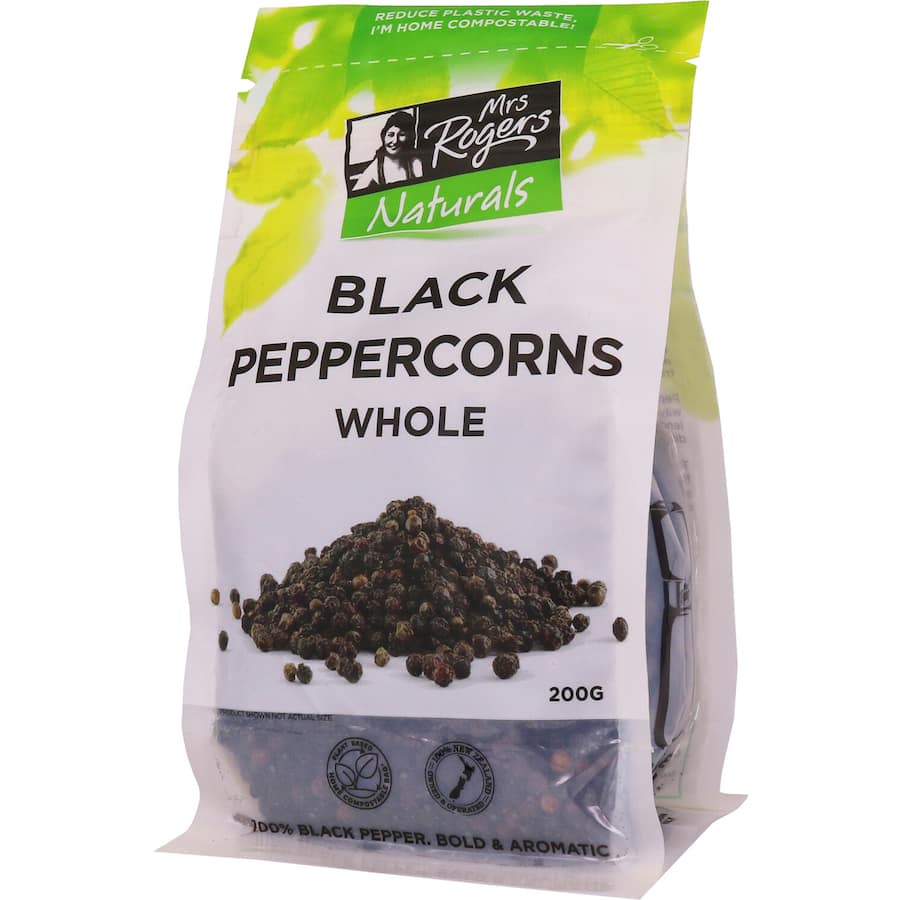 Mrs Rogers Naturals Peppercorns Black Resealable pouch 200g
