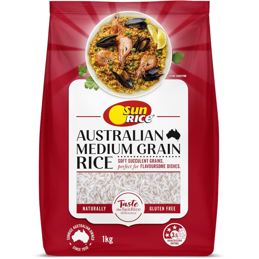 Sunrice White Rice Calrose Medium Grain 1kg