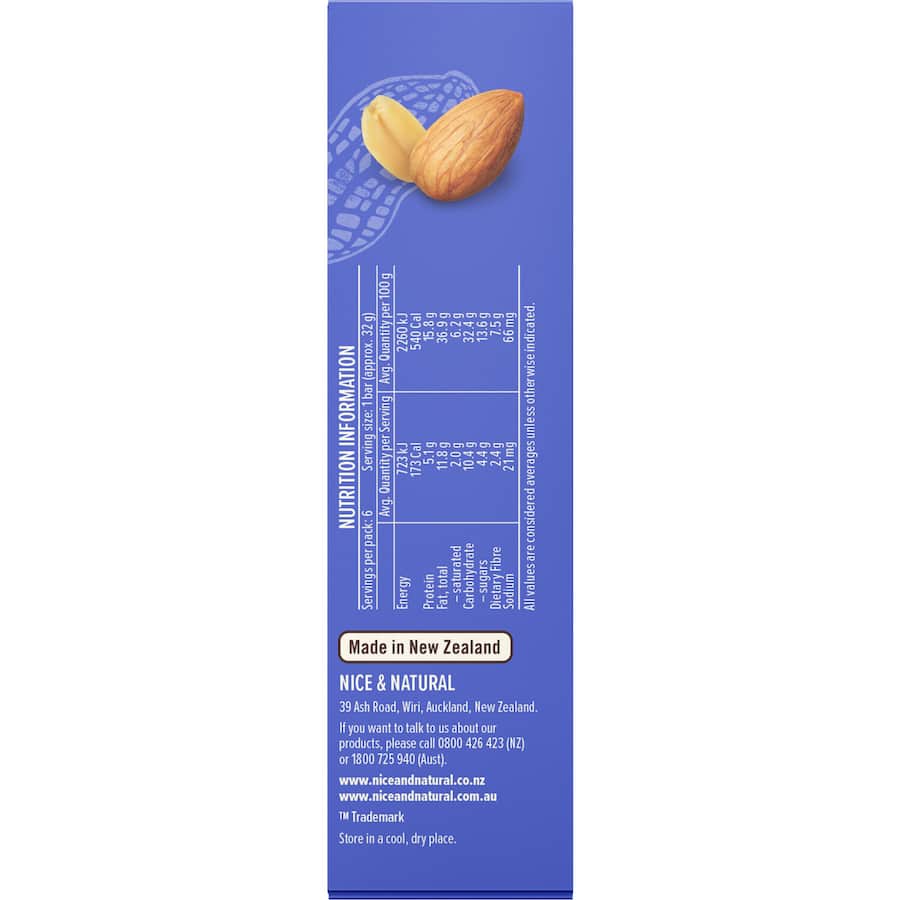 Nice & Natural Nut Bars Peanut & Almond 6pk 192g