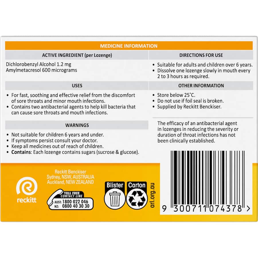 Strepsils Sore Throat Relief Lozenges Honey & Lemon Flavour