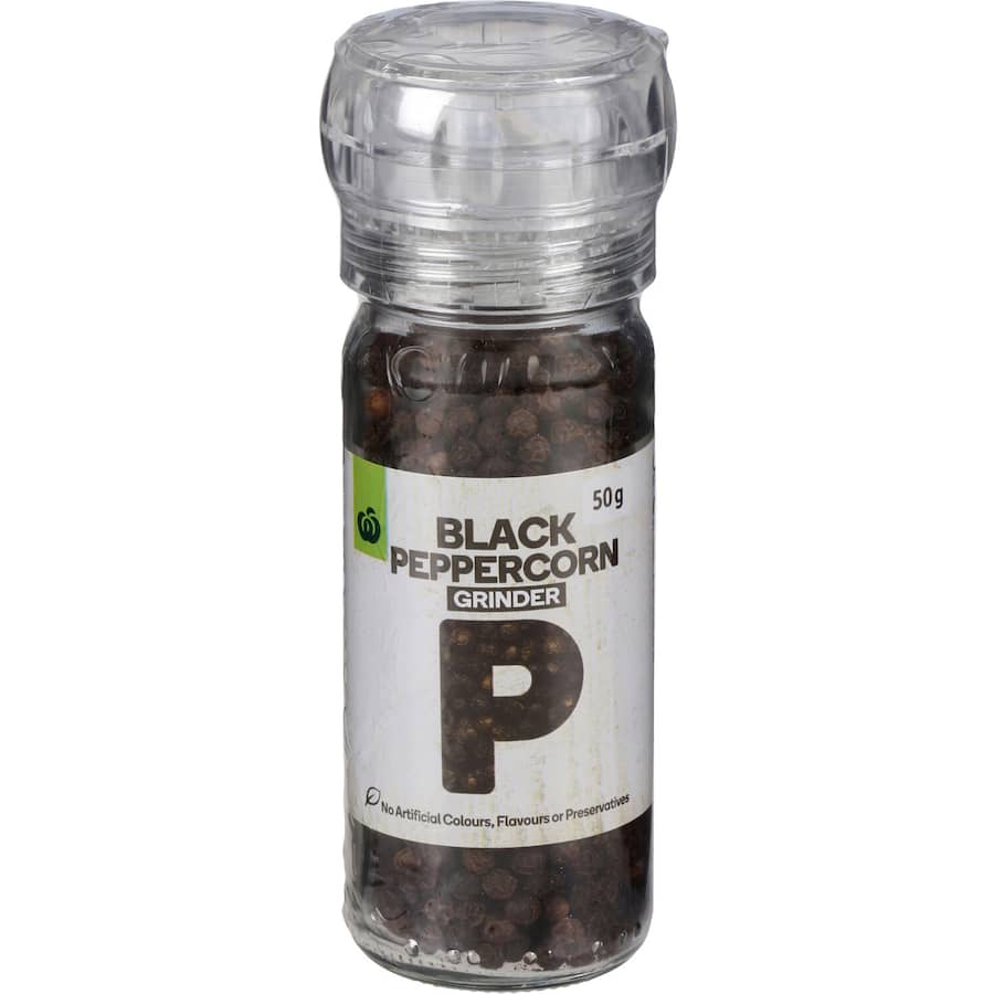Woolworths Peppercorns Black Grinder 50g