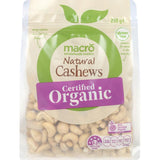 Macro Organic Natural Cashews Raw 250g