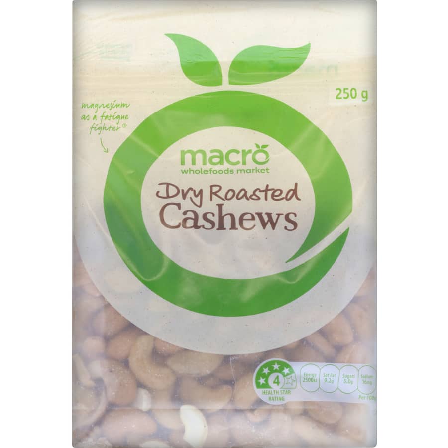 Macro Cashews Dry Roasted 250g