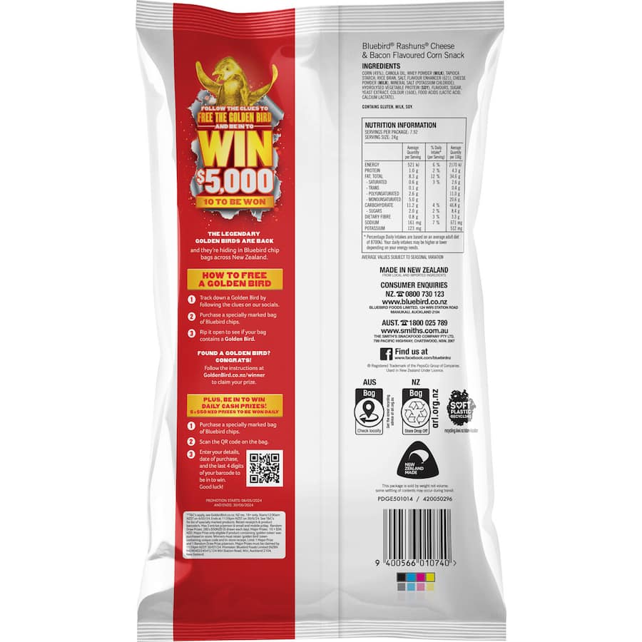 Bluebird Rashuns Corn Snacks  190g