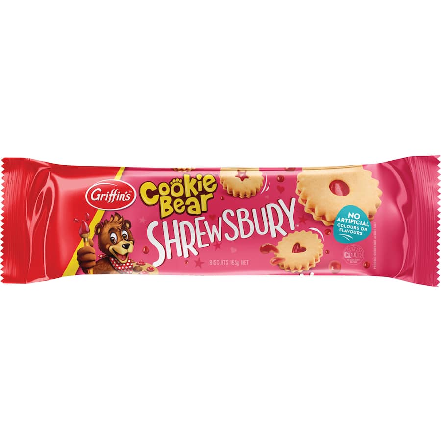 Griffin's Cookie Bear Biscuits Shrewsbry Jam Filled 195g