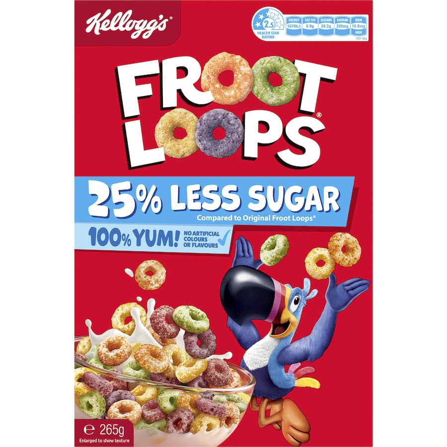 Kellogg's Froot Loops Cereal 25% Less Sugar 265g