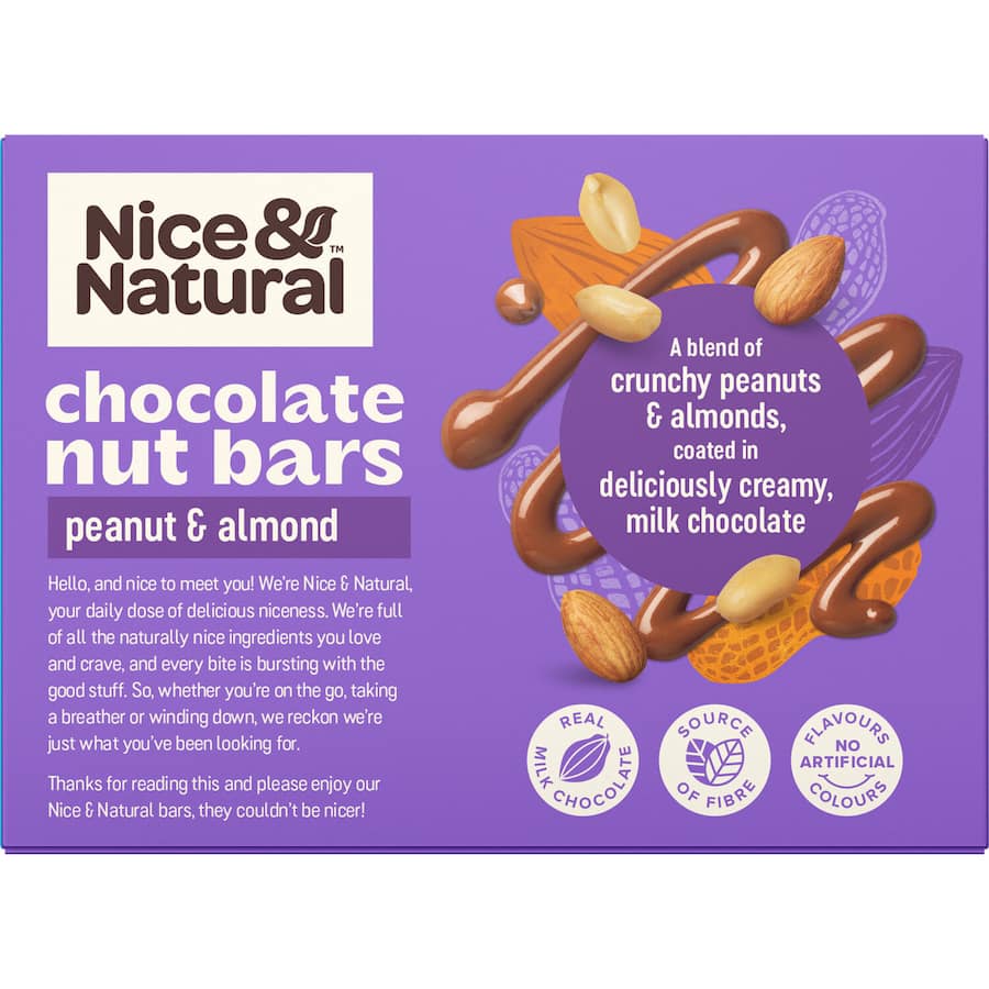 Nice & Natural Nut Bars Choc Peanut & Almond 6pk 180g