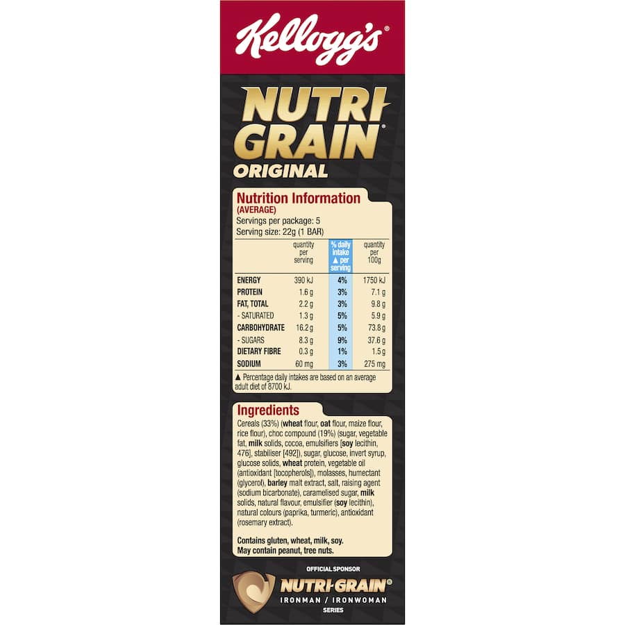 Kelloggs Nutrigrain Cereal Bars Original 5pk 110g