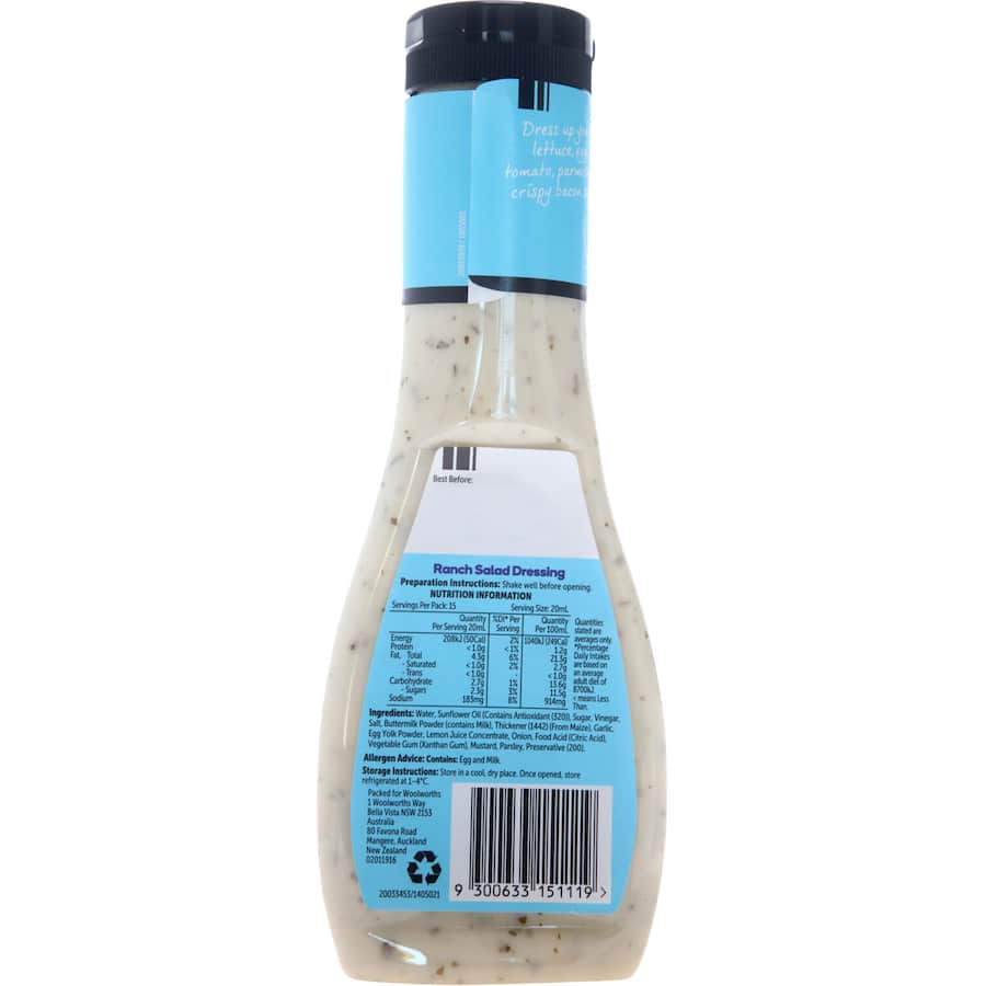 Woolworths Ranch Dressing  300mL
