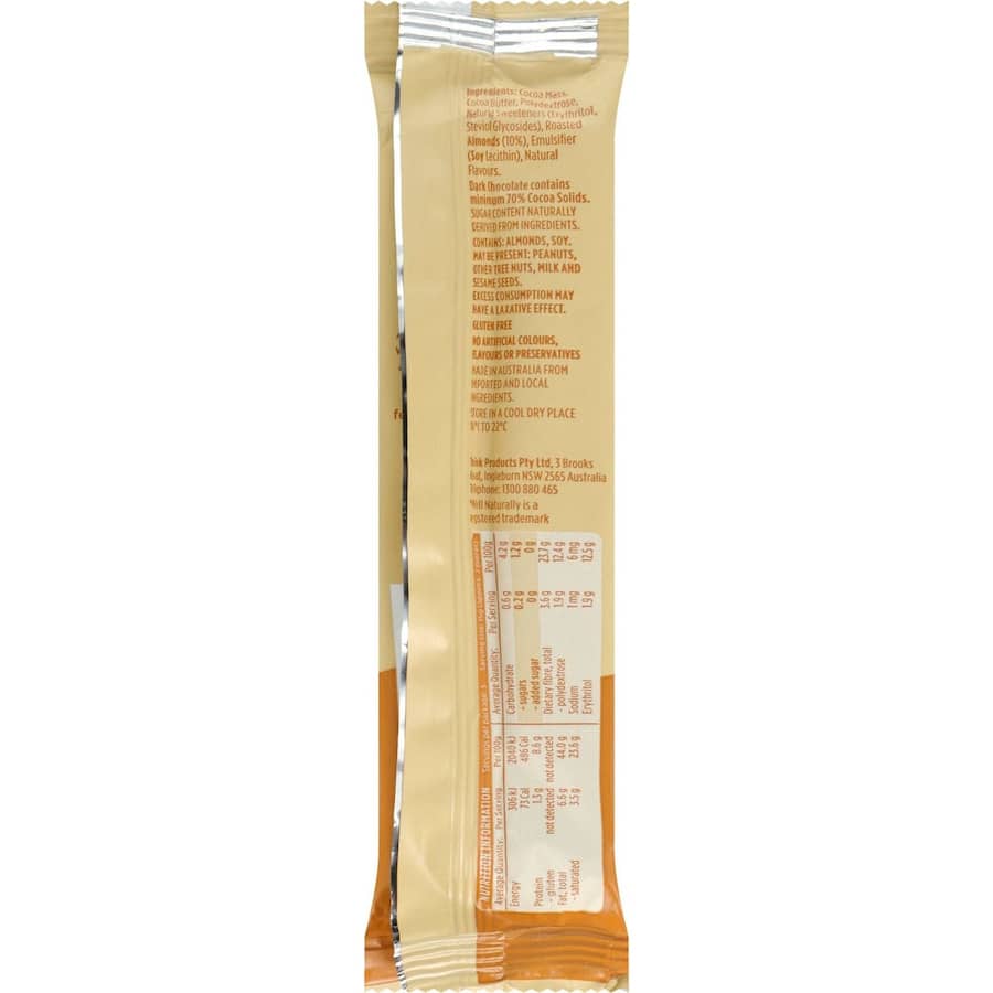 Well Naturally No Sugar Added Snack Bar Dark Chocolate Almond Chip 45g