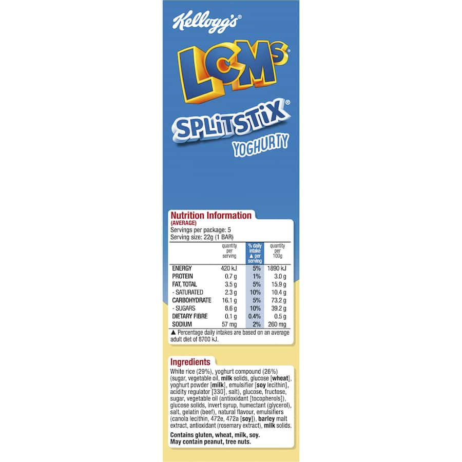 Kellogg's Lcms Cereal Bars Split Stix Yoghurty 5pk 110g