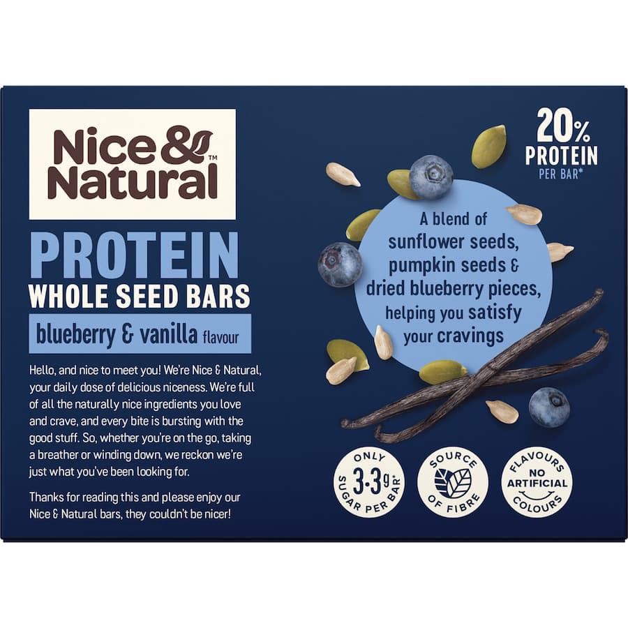 Nice & Natural Protein Bars Wholeseed Blueberry & Vanilla 5pk 150g