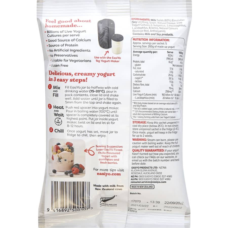 Easiyo Yoghurt Base Forest Fruits Sachet 225g