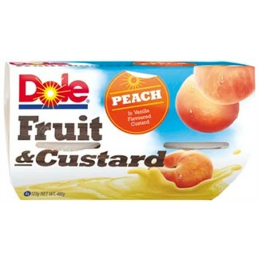 Dole Fruit & Custard Fruit Snack Custard & Peach 492g 123g pottles 4pack