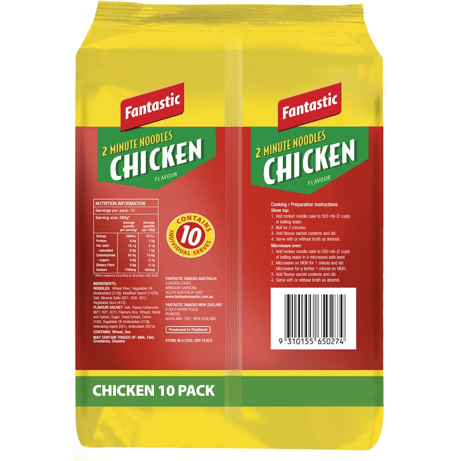 Fantastic 2 Minute Instant Noodles Chicken Multi Pack 10pk 425g