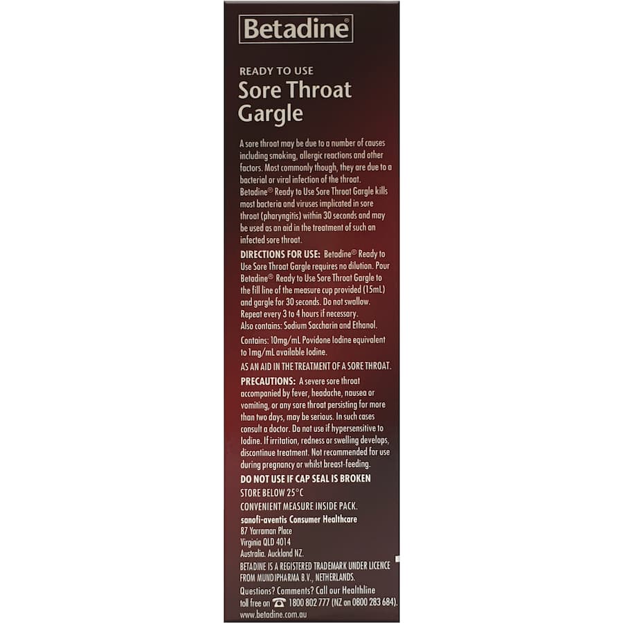 Betadine Throat Gargle Sore