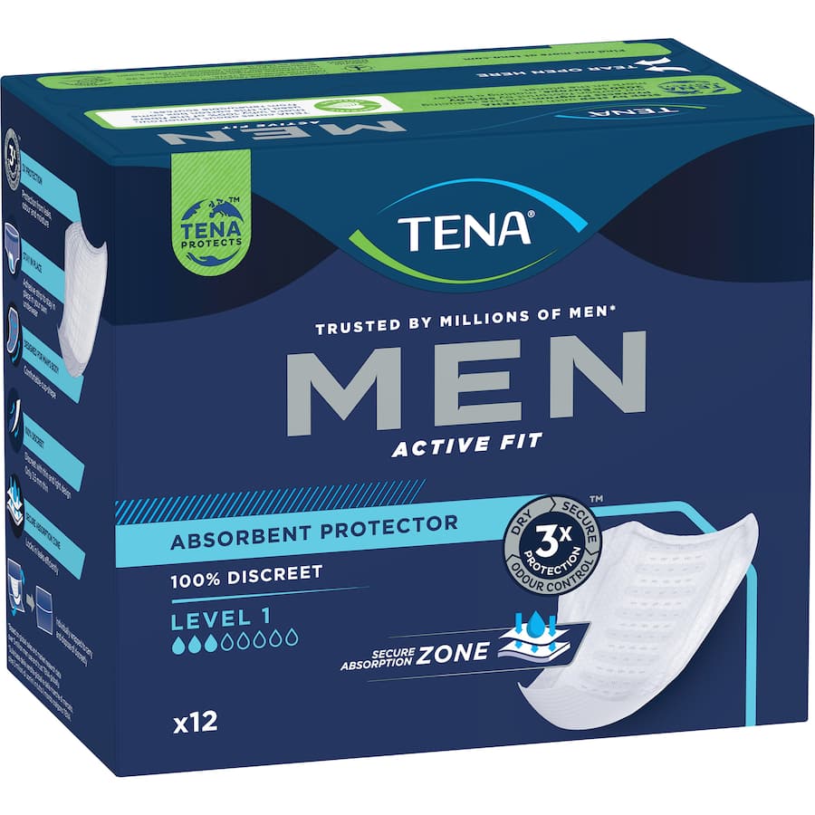 Tena Men Discreet Protection Mens Continence Pads Level 1 Light Protection 12pack