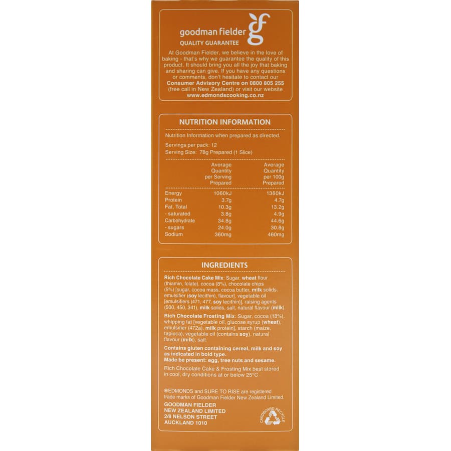 Edmonds Cake Mix Cafe Style Rich Chocolate Cake 535g
