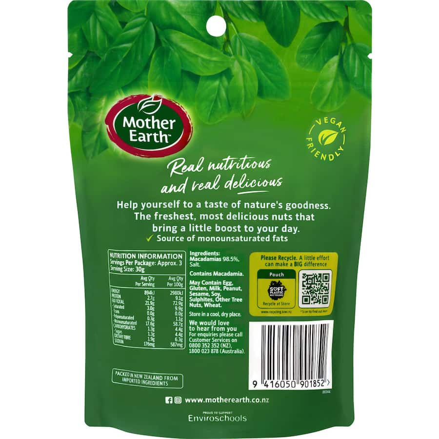 Mother Earth Macadamias Roasted & Salted 100g
