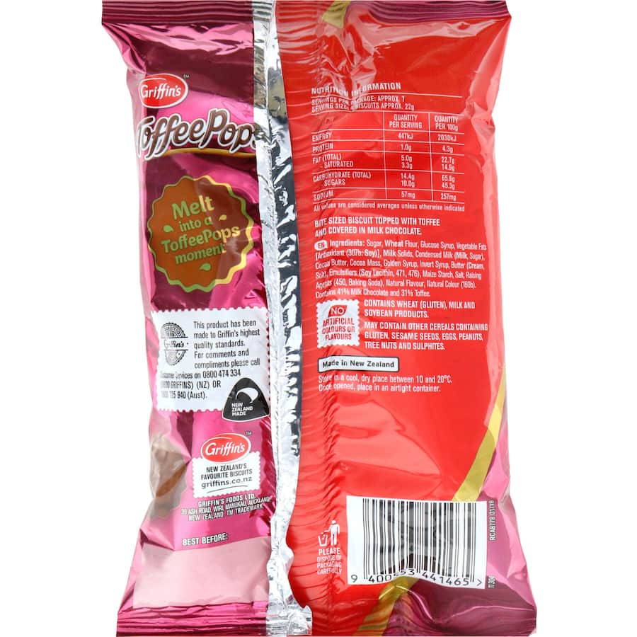 Griffin's Toffee Pops Chocolate Bites Original 150g