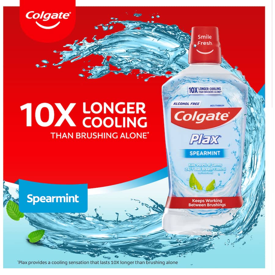 Colgate Plax Antibacterial Mouthwash Rinse Spearmint 500mL