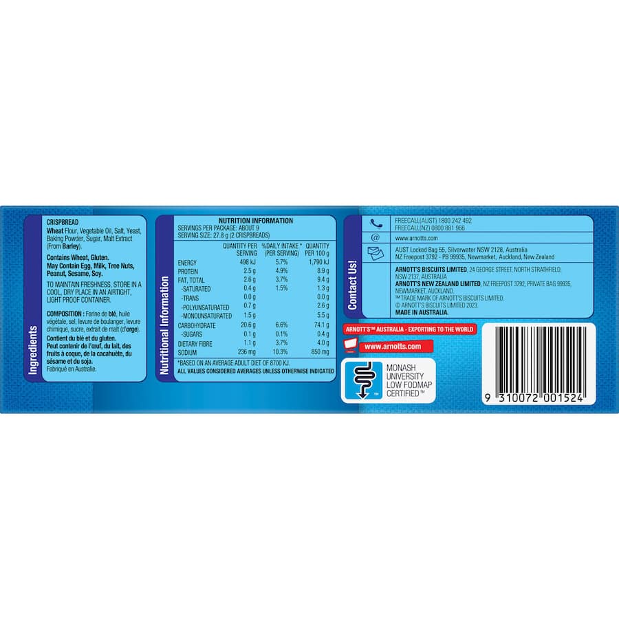 Arnotts Salada Crackers Original Box 250g