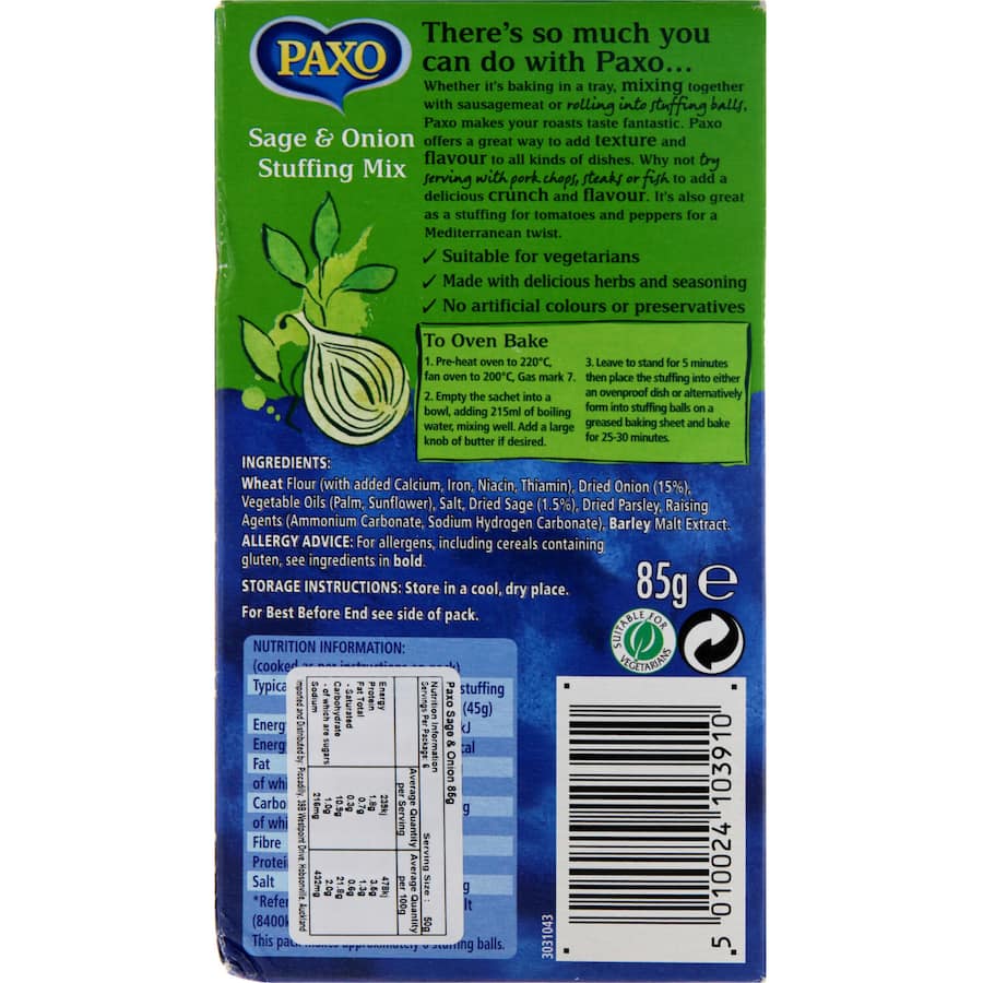 Paxo Stuffing Mix Sage & Onion 85g