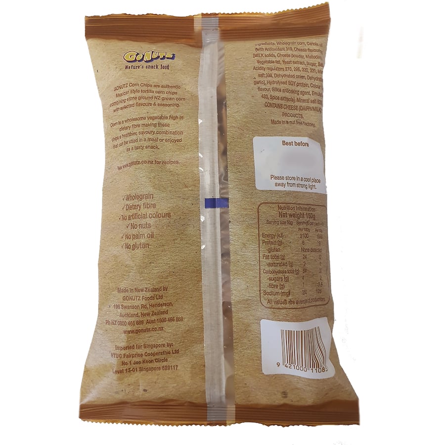 Gonutz Corn Chips Cheese Gluten Free 150g