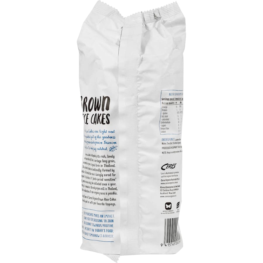 Ceres Organics Rice Cakes Brown With Salt 110g