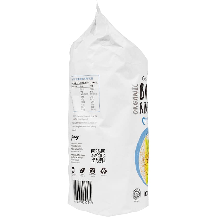 Ceres Organics Rice Cakes Brown With Salt 110g