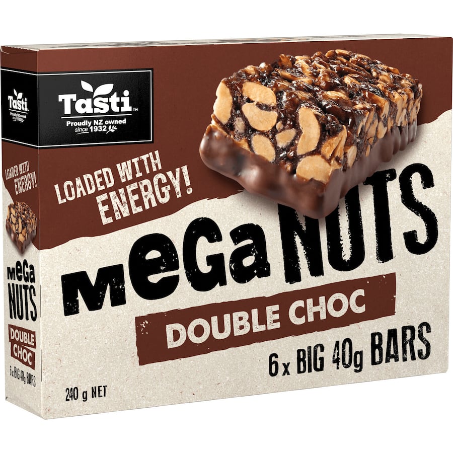 Tasti Mega Nuts Nut Bars Double Choc 6pk 240g