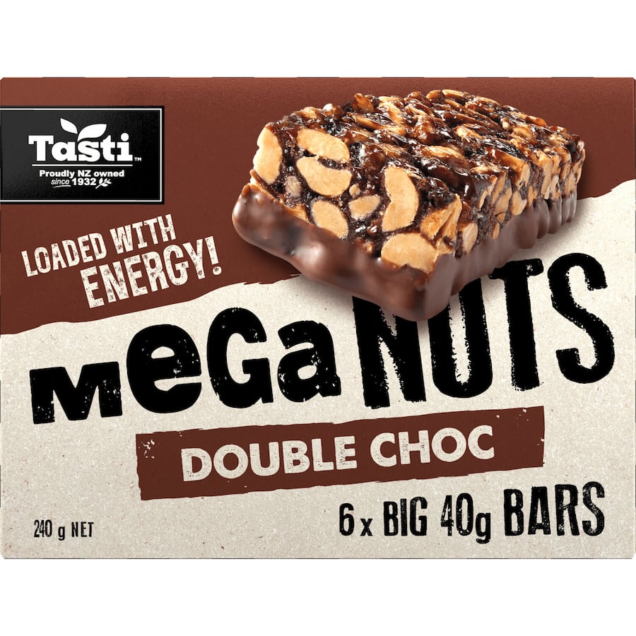 Tasti Mega Nuts Nut Bars Double Choc 6pk 240g