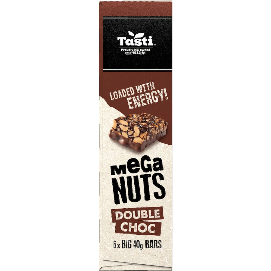 Tasti Mega Nuts Nut Bars Double Choc 6pk 240g