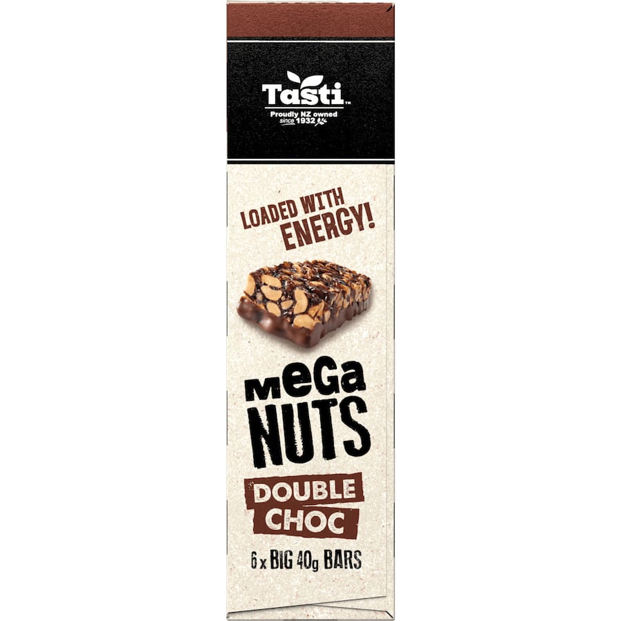 Tasti Mega Nuts Nut Bars Double Choc 6pk 240g