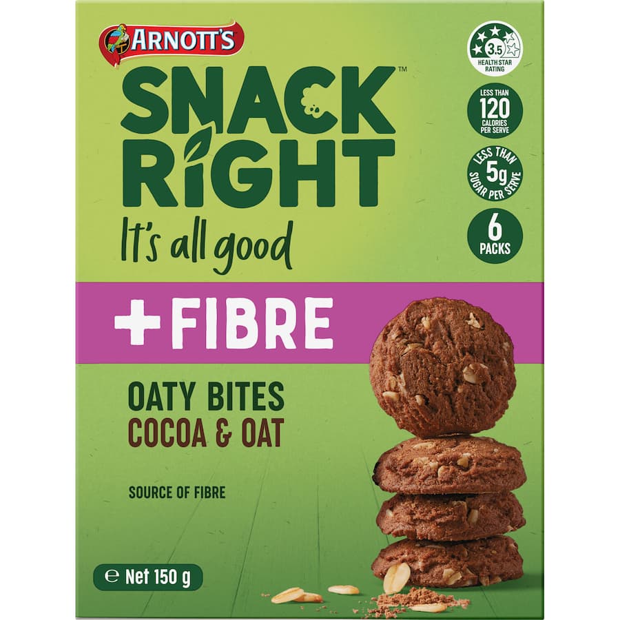 Arnotts Snack Right Biscuits Oaty Bites Cocoa & Oat 150g