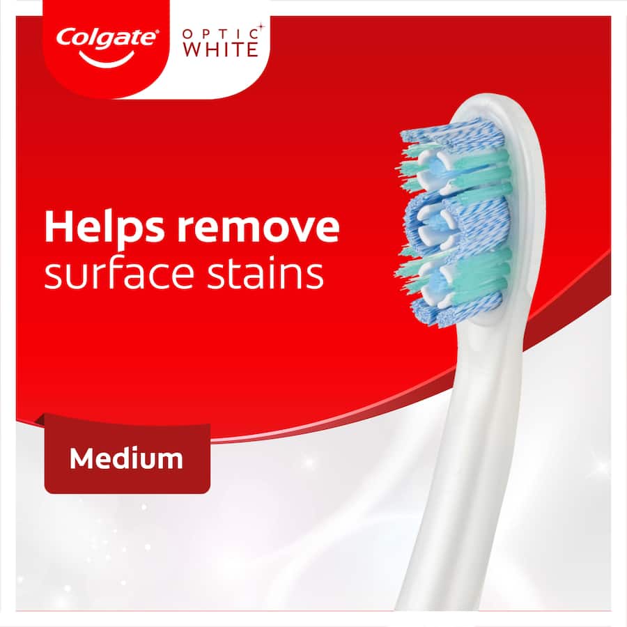 Colgate Optic White Electric Toothbrush Teeth Whitening Medium Bristle 1pack