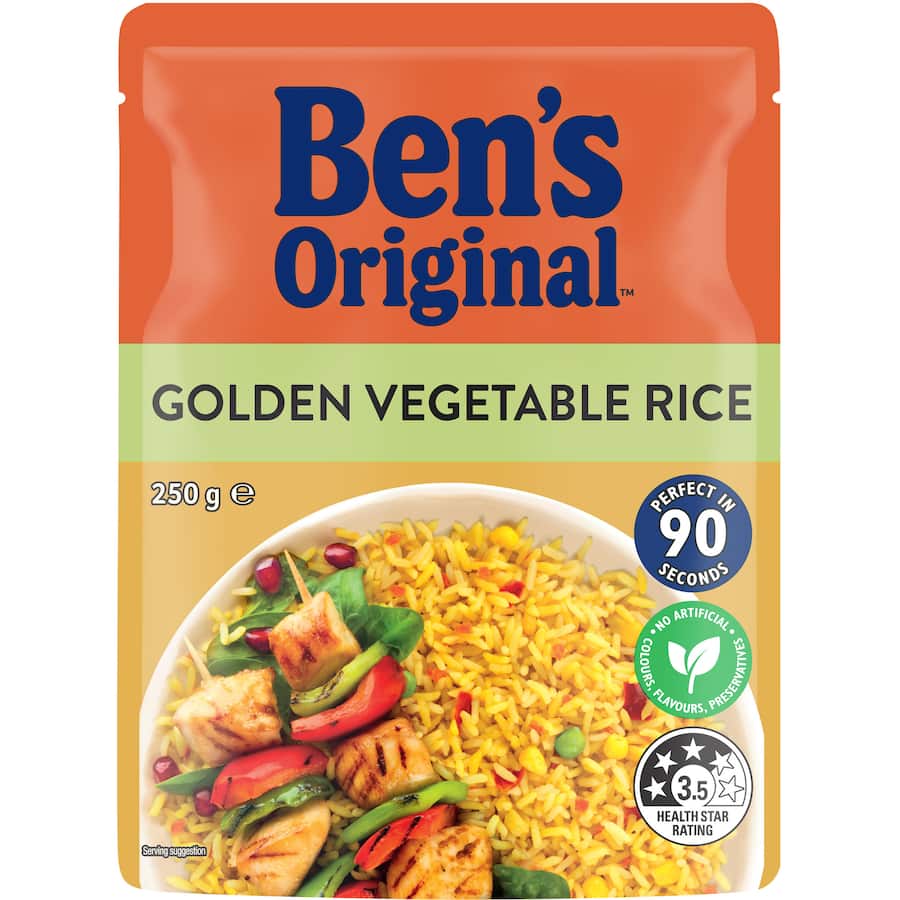 Bens Original Microwave Rice Golden Vegetables Pouch 250g