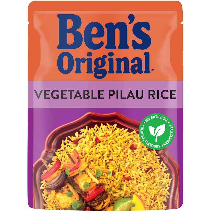 Bens Original Microwave Rice Vegetable Pilau Rice Pouch 250g