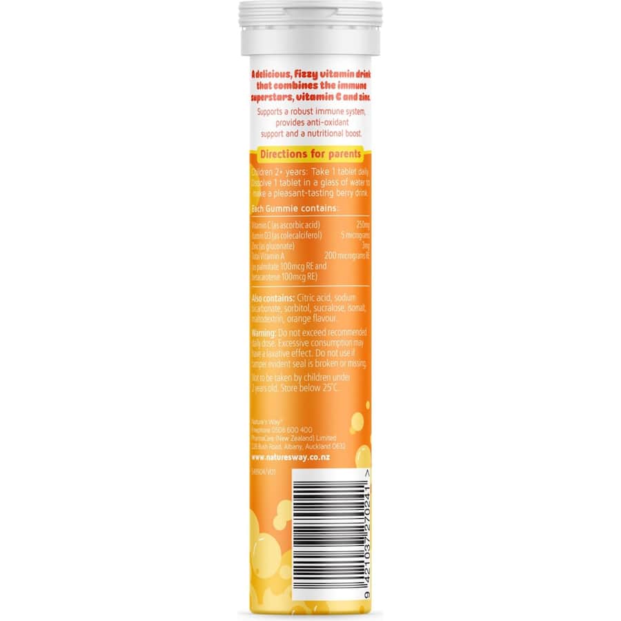 Natures Way Kids Smart Effervescent Vitamin C Plus Zinc 15ea