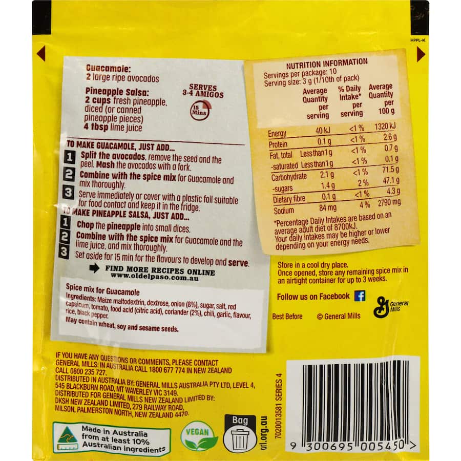 Old El Paso Spice Mix Guacamole Sachet 30g