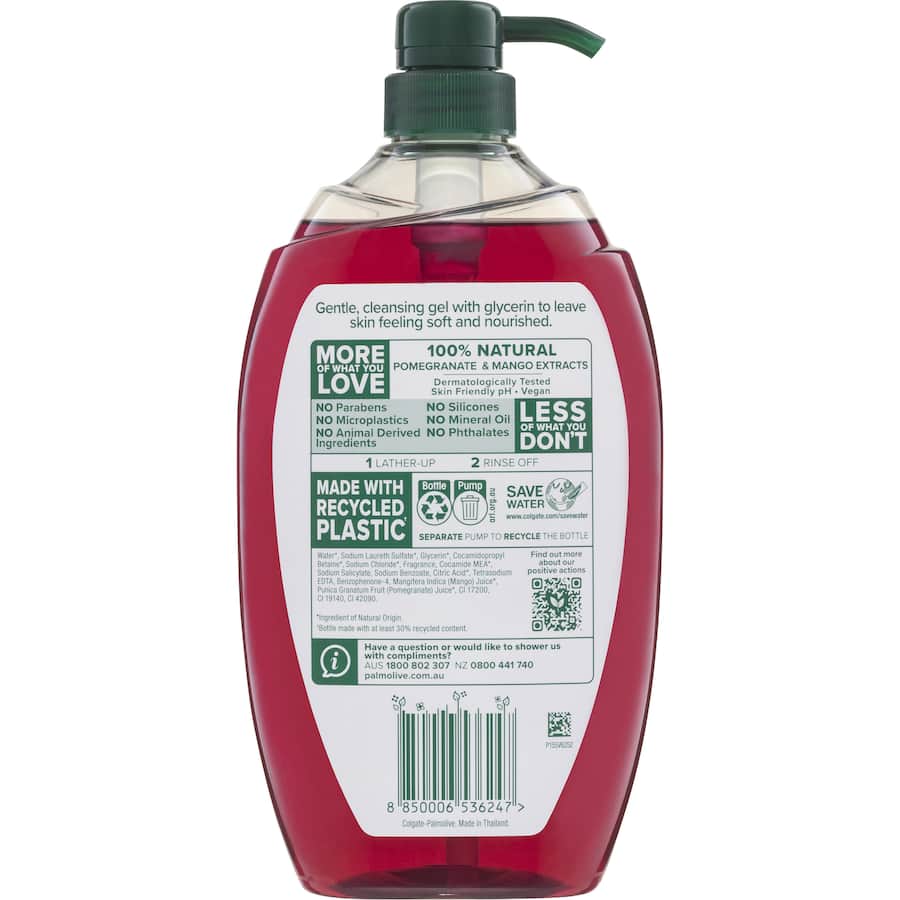 Palmolive Naturals Body Wash Pomegranate & Mango Shower Gel Pump 1L