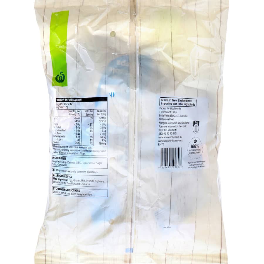 Woolworths Cassava Vegetable Crisps Original 144g Multipack 12pack