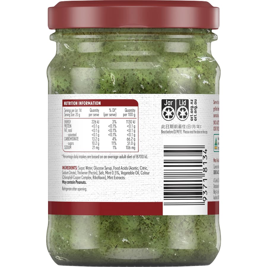 Masterfoods Mint Jelly Sauce Jar 290g