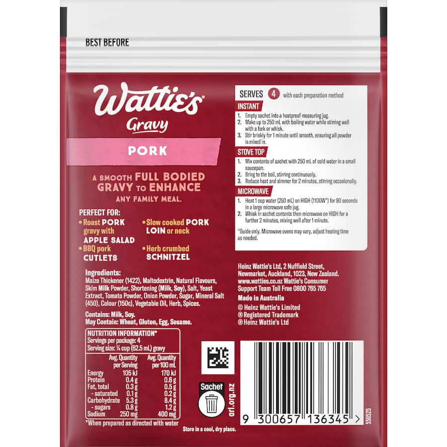 Wattie's Instant Gravy Mix Pork Sachet 29g