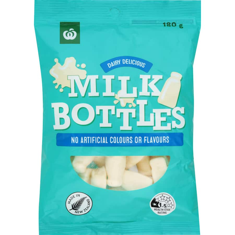 Woolworths Lollies Milk Bottles 180g