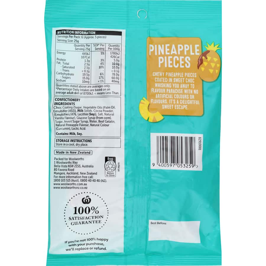 Woolworths Lollies Pineapple Pieces 150g