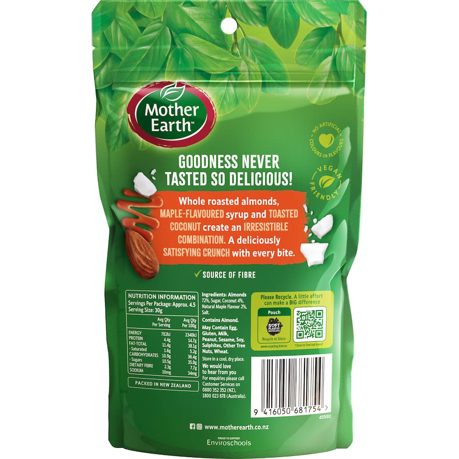 Mother Earth Almonds Nutty Sensation Maple Coconut 140g